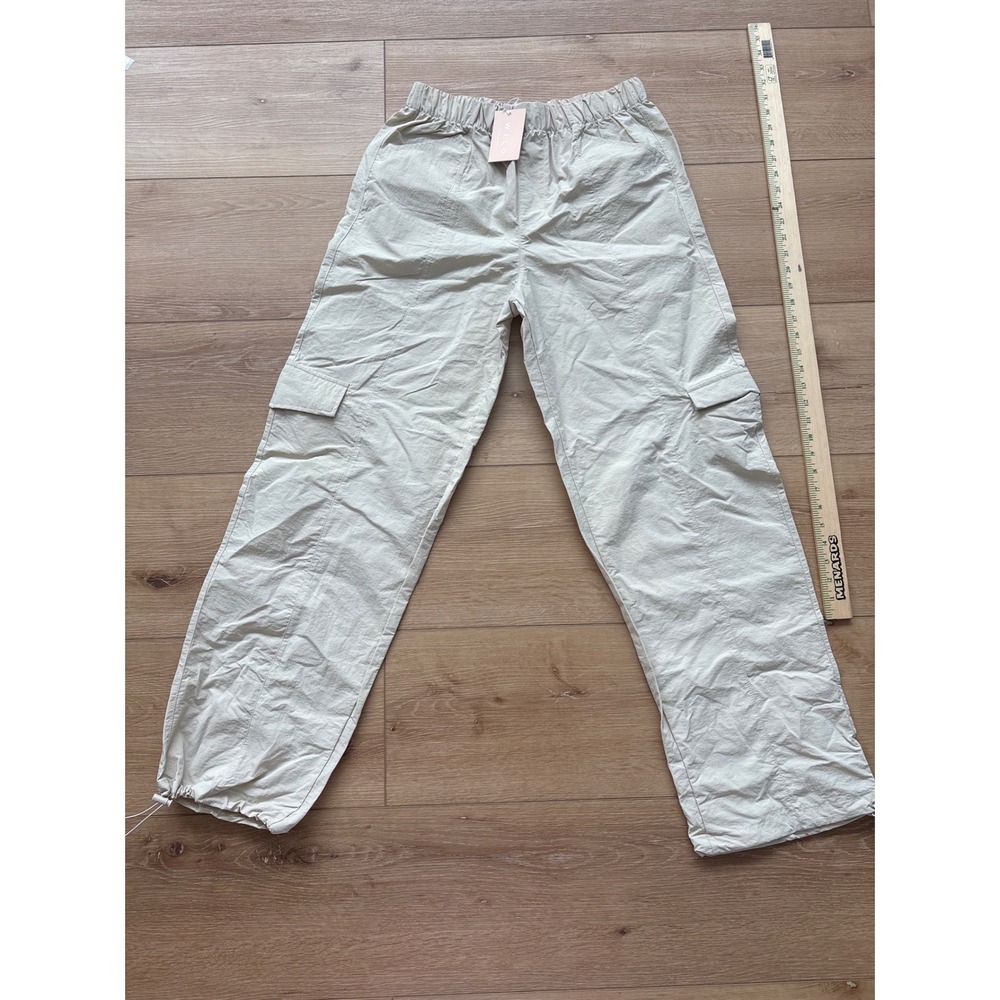 Light Beige Cargo Joggers with Elastic Hem - Women's Track Pants